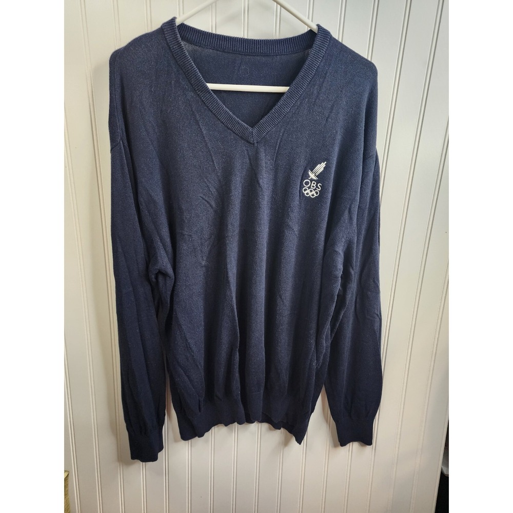 Vintage Olympic Broadcasting Services Sweater‎ Size Large or Med dark Navy blue
